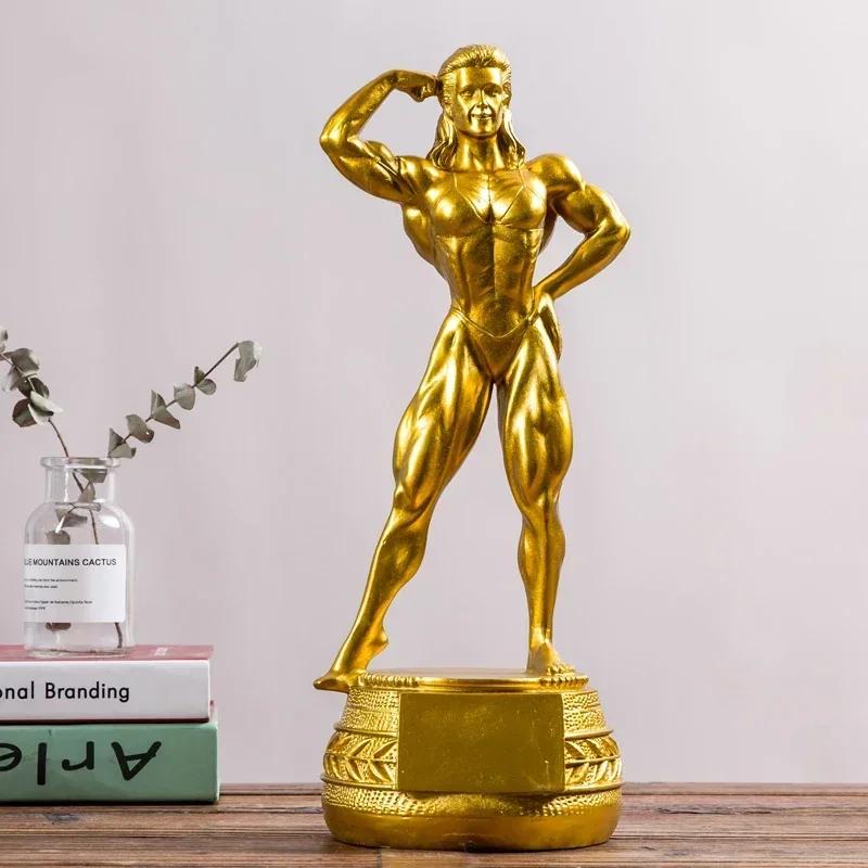 Fitness Muscle Man Sets Up Bodybuilding Sports Competition Trophies Boxing Figures Statues Sculptures Gym Decorations Gift