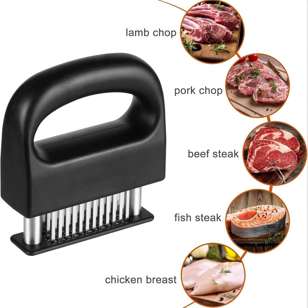 48-Tooth Stainless Steel Meat Tenderizer Needle for Steak Flavoring and Tendon Breaking.