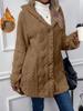 Women's Long Hooded Fleece Coat In Beige, Pink, and Gray, Soft Plush Outerwear with Front Pockets, Loose Fit Casual Winter Jacket