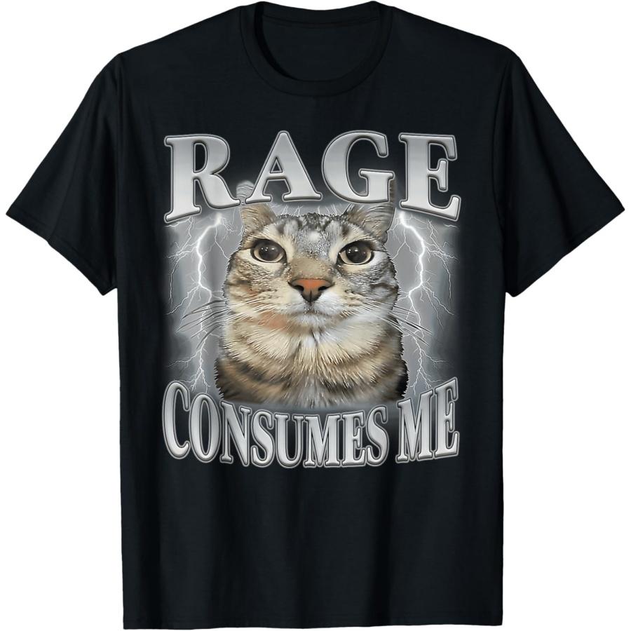 Rage Consumes Me Funny Silly Staring Cat Meme Women Men T-Shirt(1) S