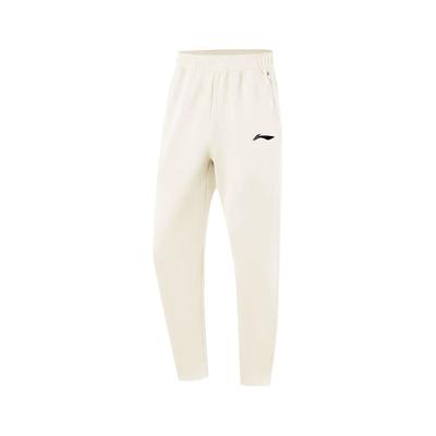 Li Ning Solid Color Soft Comfortable Warm Elastic Waist Straight Leg Knitted Sports Pants Unisex Bottoms Off-White YKLU158-1