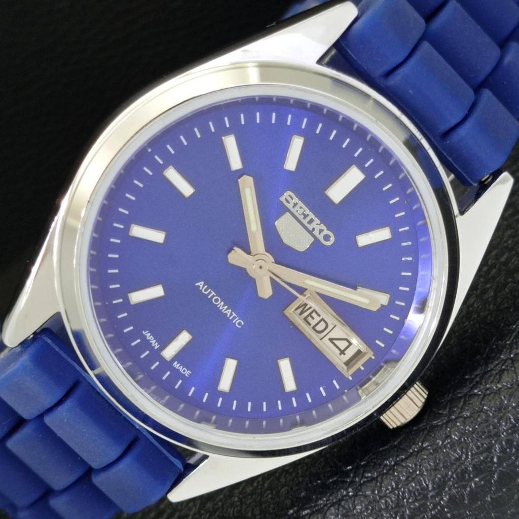 AUTOMATIC VINTAGE REFURBISHED SEIKO 5 JAPAN MENS BLUE COLOR DIAL WATCH a440607-4 Sk-a440607