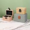 Convenient Travel Storage Box Wicker Pattern Jewelry Presentation Case Multi Functional Wooden Earrings Necklaces Holder