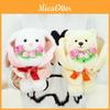 Floral Bunny Plush Toy With Pp Cotton Filling Soft Short Fur For Valentines Day Gift