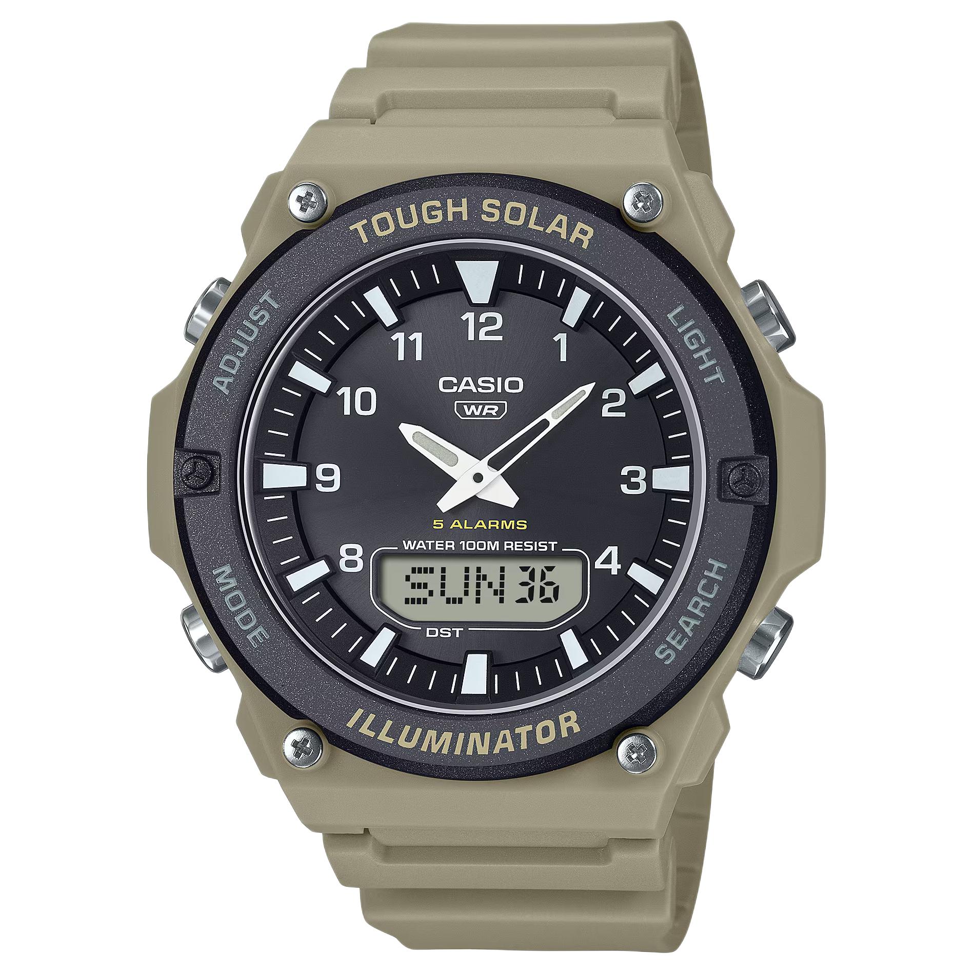 CASIO G SHOCK Solar Quartz Movement Resin Strap Watch Men s Watches Black Dial AQS820W-5AV Black Dial