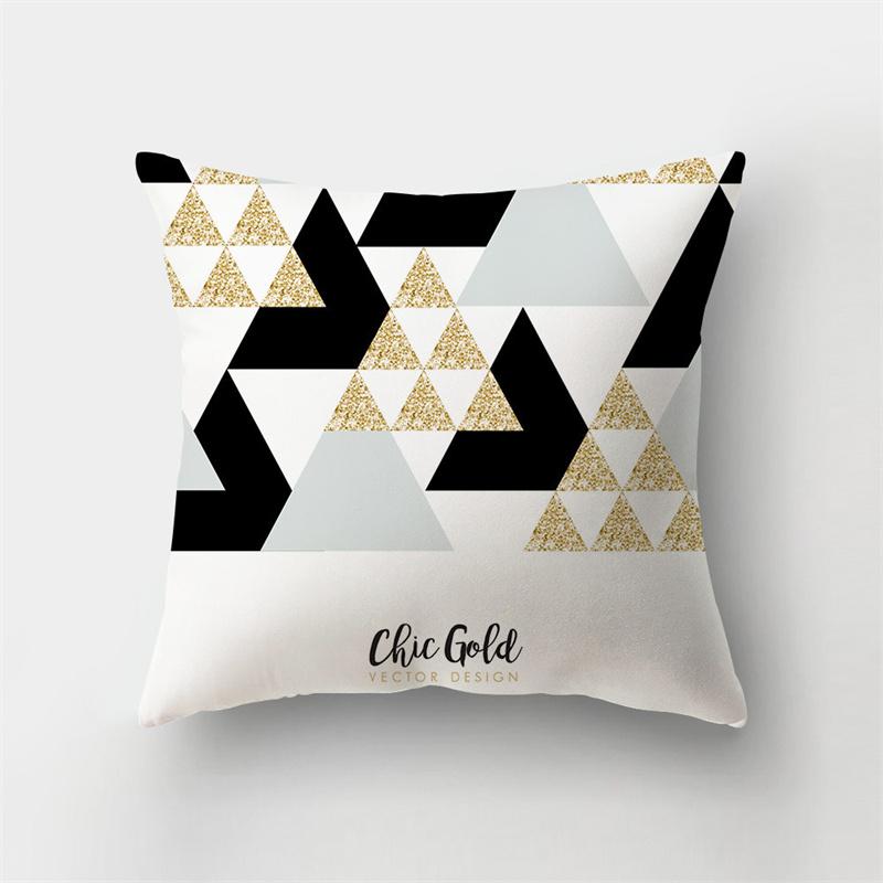 45x45cm Abstract Geometric Print Cushion Cover Marble Pillow Cover Polyester Short Plush Patchwork Sofa Home Decor Cushion Cover