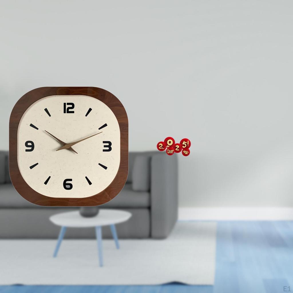 Elegant Silent Wall Clock And Chinese Year Paper Fan Decorations for Home Office Bedroom Kitchen