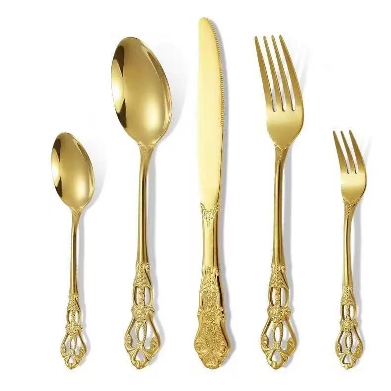 Königspalast Geprägtes Edelstahl-Besteckset: Messer, Gabel, Löffel - Elegante Esskollektion