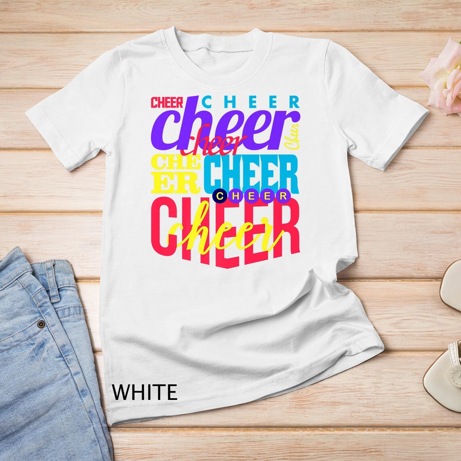 Cheer Cheerleading Cheerleader Typography Collage Premium Unisex T-Shirt Mens Womens Tees Top XL