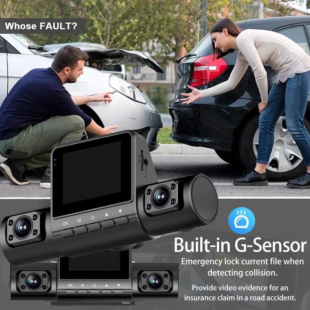 New 2.0-inch Car Quad-record HD Night Vision Tachograph Car 4 Lens Car Front and Rear Left and Right Simultaneously Recording Wi
