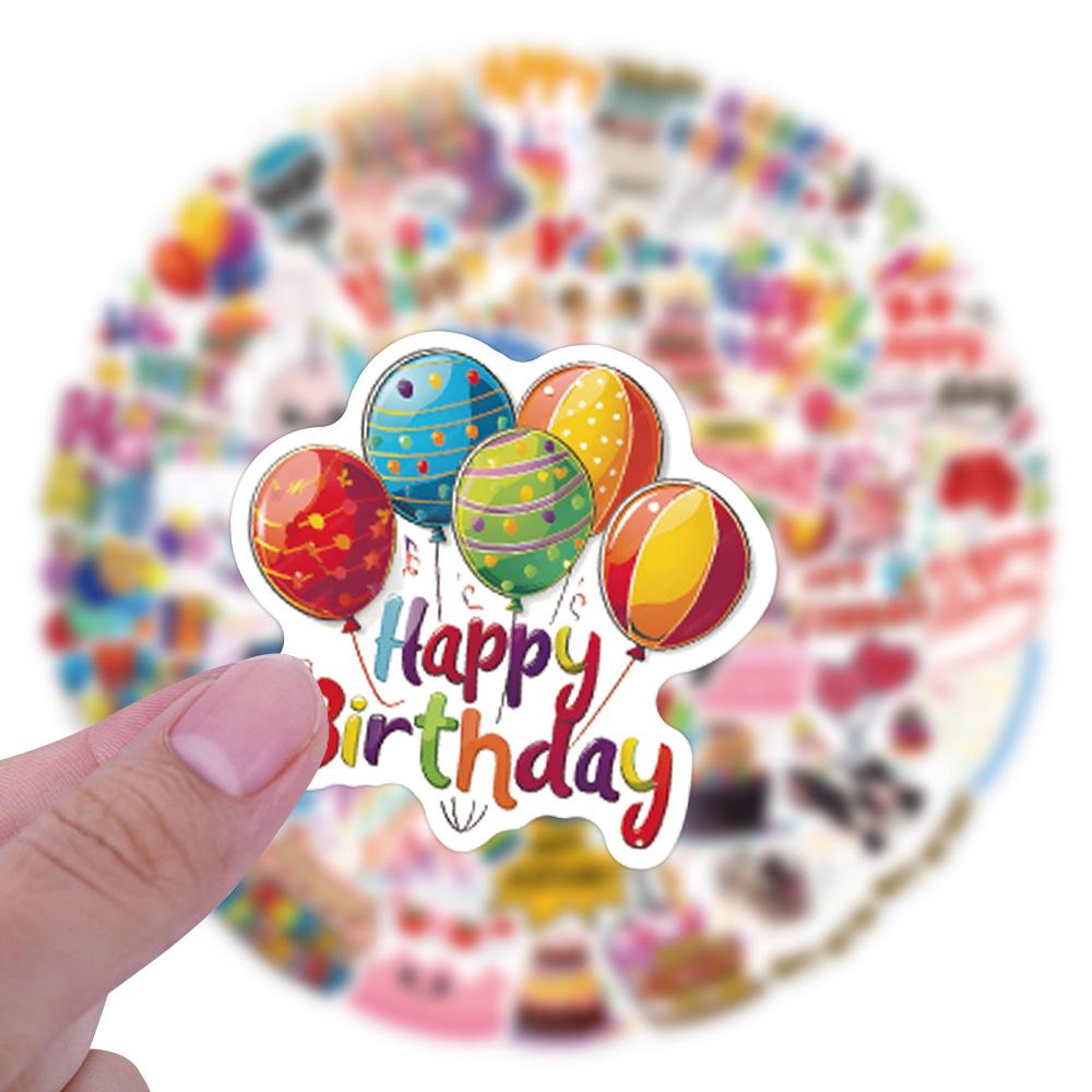 55 Happy Birthday Graffiti Stickers for DIY Decoration