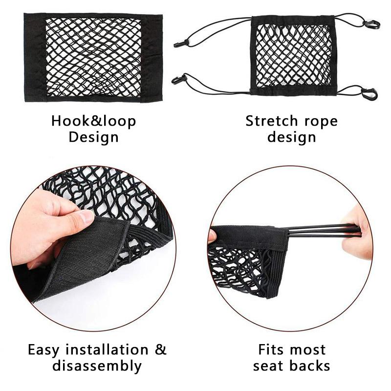 SEAMETAL Motorcycle Storage Net Bag High Elastic Double Layer Hooks Luggage Motorcycle Helmet Storage Trunk Bag