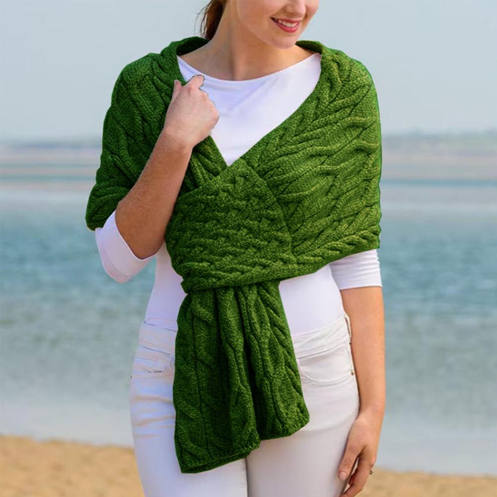 Cozy Knit Scarf Winter Warm Women's Scarf Shawl Collection Solid Color Thickened Knitted Scarf Long Large Scarves for Office