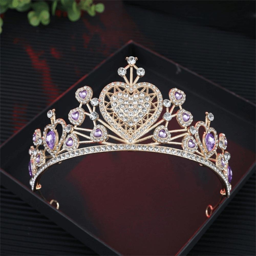 Huvudprydnader Kristall Brudtiara Krona Flerfärgad Bröllopshår Tiara Fantastiska Accessoarer