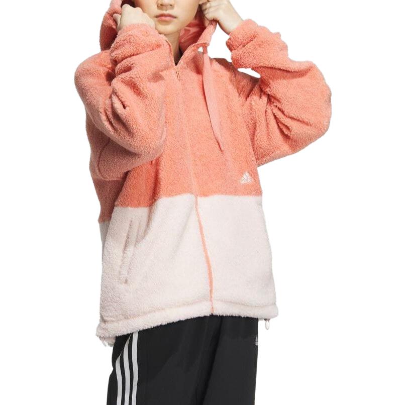 adidas Velvet Jackets Women's Orange Hooded Moderate IK9864