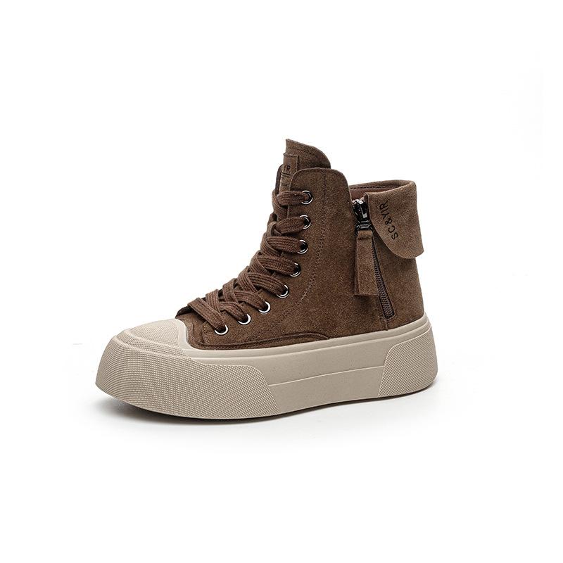 Thick-soled High-top Board Shoes Women's 2025 Autumn New Creative Casual Fashion Versatile Niche Female Student Casual Board Shoes