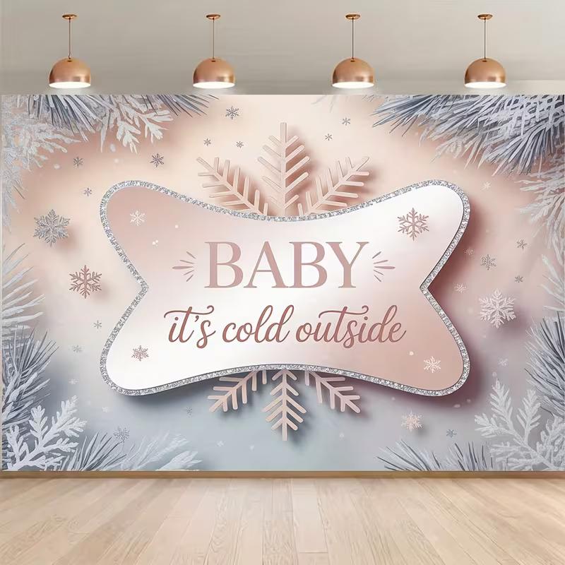 2D Elegant Baby It s Cold Outside Winter Themed Backdrop for Photoshoot 47.2x31.5inch/120*80cm