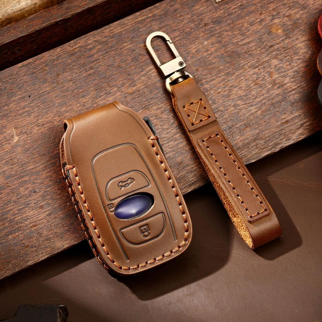 Leather Car Key Cover Keychain Holder Case Protector for Subaru Legacy Impreza Forester Xv Trezia BRZ Wrx Levorg Outback Remote