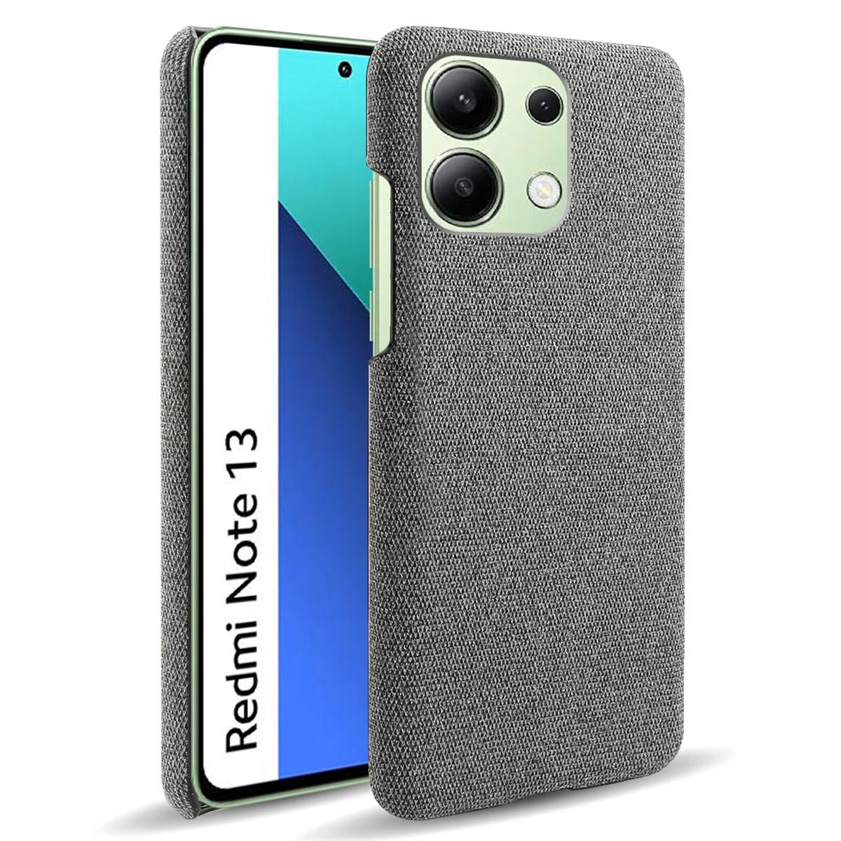 

Для Xiaomi Redmi Note 13 4G Чехол для телефона Жесткий ПК+Ткань Противоскользящая крышка Grey