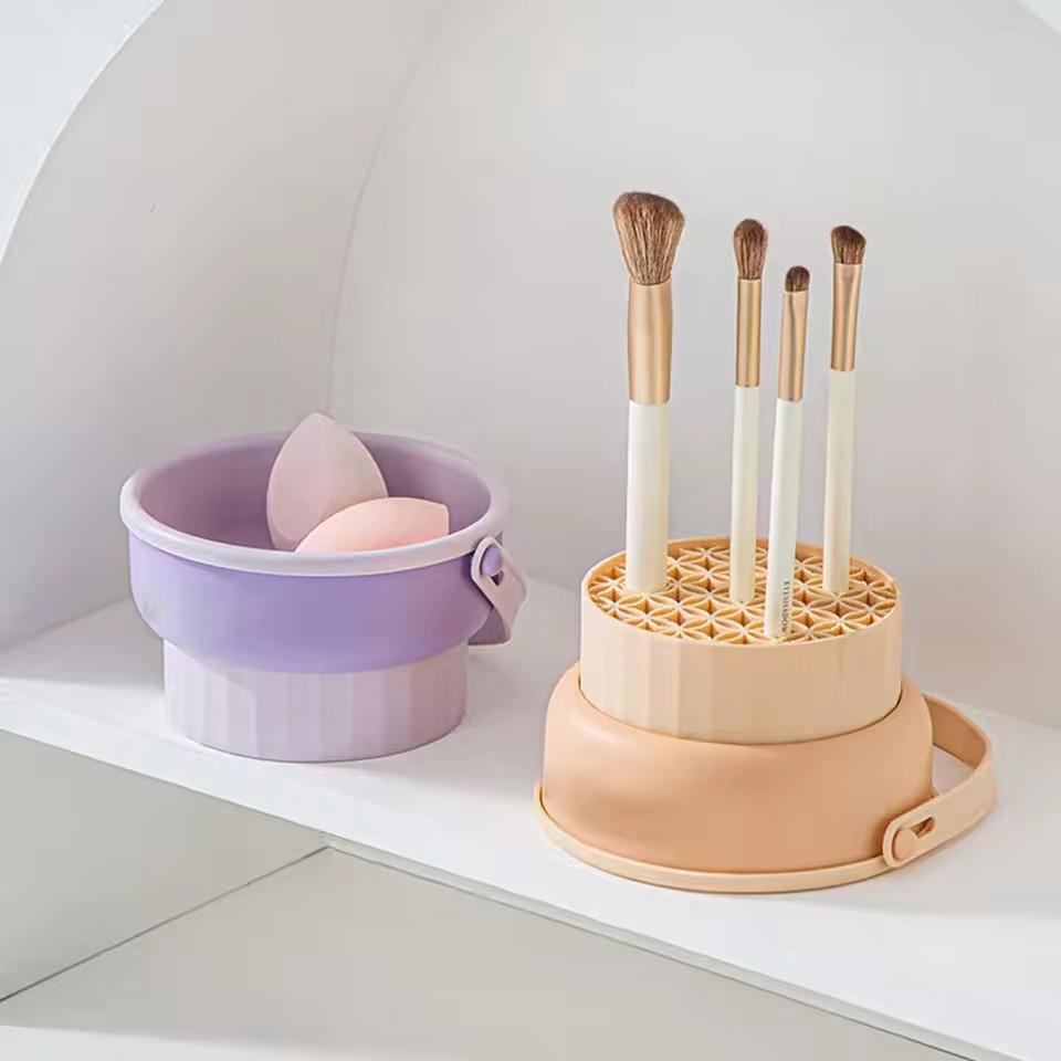 1PCS Silikon Waschen Schüssel Make-Up Pinsel Reinigung Box Make-up Ei Trocknen Werkzeug Set Pulver Puff Waschmaschine Schwamm lagerung Artefakt