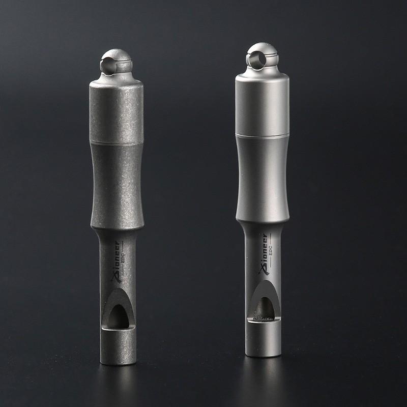 Titanium Survival Whistle Outdoor Camping Emergency Signal Tool With Waterproof Storage Compartment Lanyard