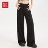 Hongdou Women's Wrinkle-Resistant Casual Wide-Leg Trousers