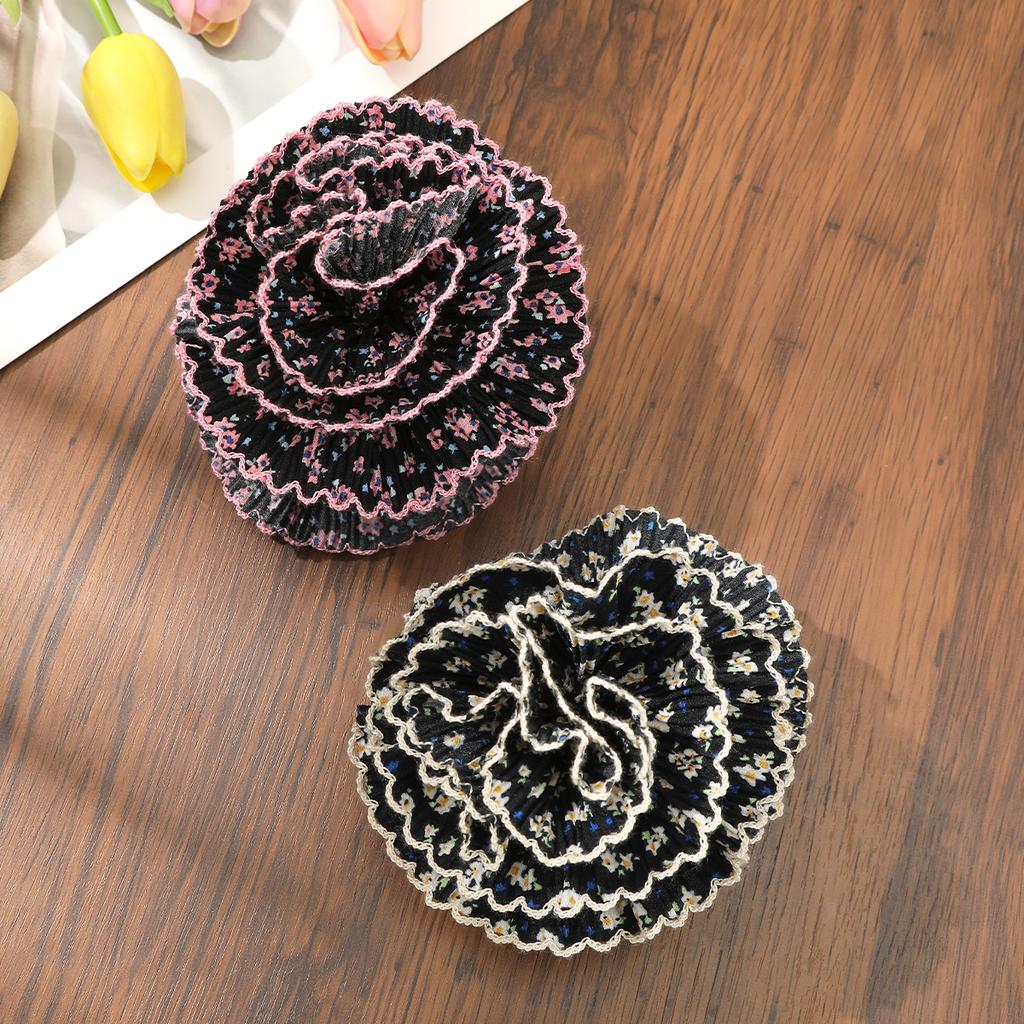 AWAYTR Fashion Floral Lace Hair Claws Fabric Flower Hair Clips Crab For Women Girl Gift Hair Accessories Valentine Headwear
