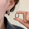 Metal Drop Earrings for Woman Vintage Stainless Steel Geometric Oval Hoop Earring Classic Party Wedding Jewelry Gifts