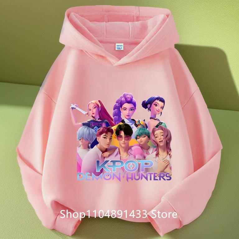 Kpop Dämonenjäger Kinder Logo Merch Hoodies Mädchen Jungen Sportliches Sweatshirt Langarm Lässiger Pullover ohne Kordelzug Hoodie