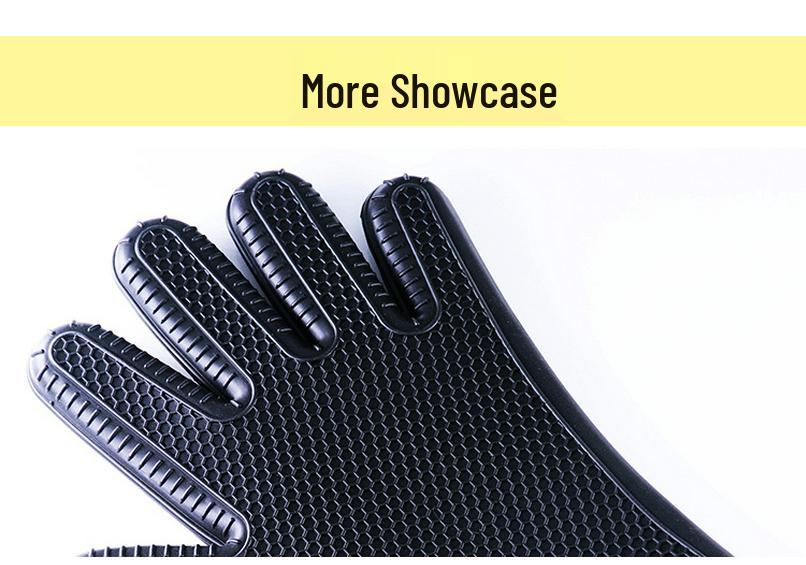 Double Layer Honeycomb Silicone Oven Gloves - Heat Resistant Baking Gloves