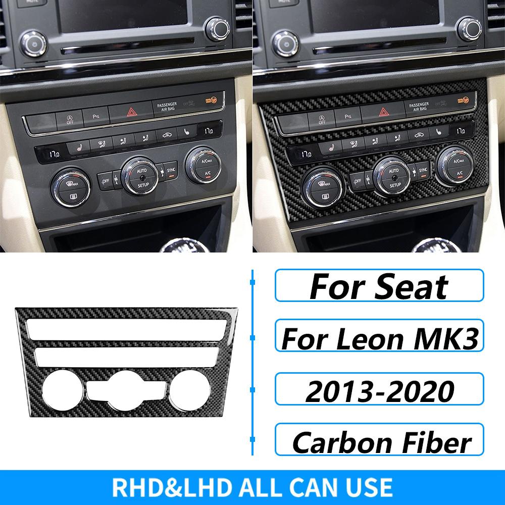 For Seat Leon MK3 2013-2020 Carbon Fiber Central Navigation Radio CD AC Door Gear Shift Panel Trim Set Car Accessories Sticker