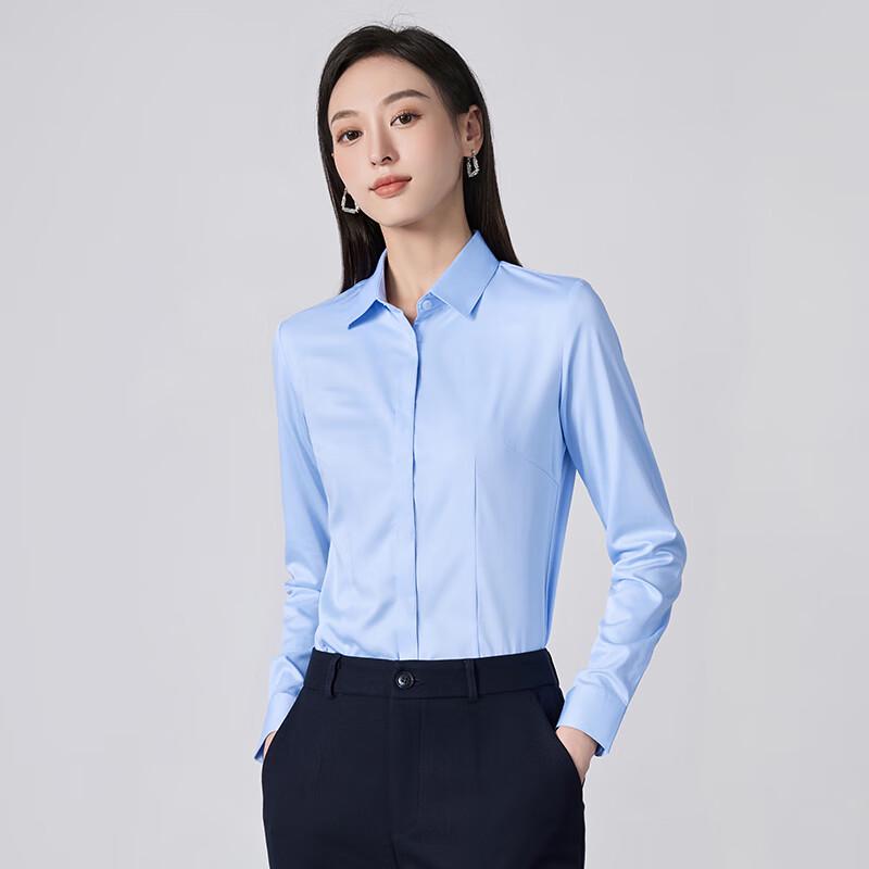 Teloman Women's Long-Sleeve Lapel Business Blouse