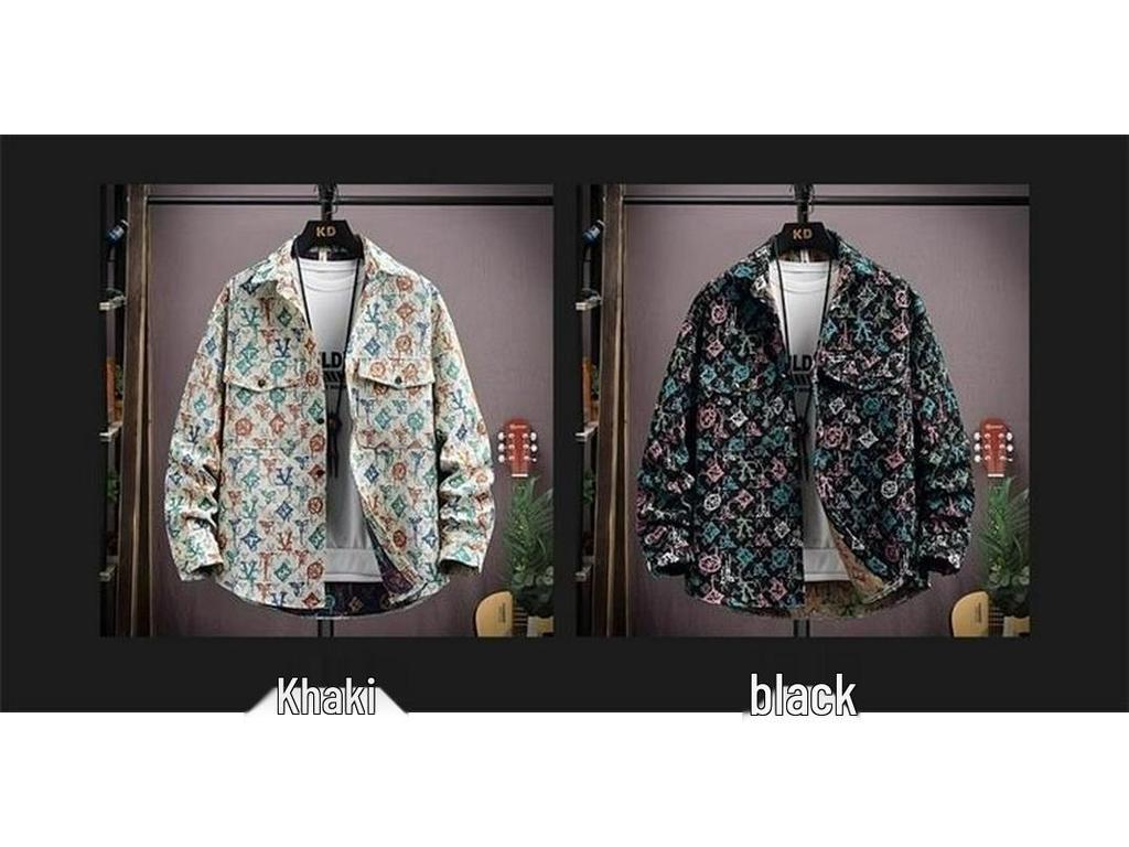 Men's Plus Size Retro Floral Long Sleeve Lightweight Jacket