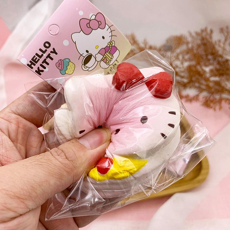 Sanrio Hello Kitty Simulation Bread Slow Rebound Pinch Toy Pendant Cartoon Cute Cat Stress Relief Squeeze Toy Kids Adults Gift