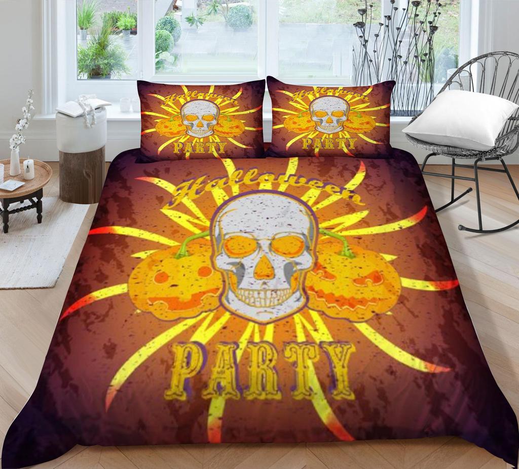 Quilt Cover 3D Printing Skull Home Bedclothes with Pillowcase King Double Size Soft Bed Set Luxury Duvet Cover
