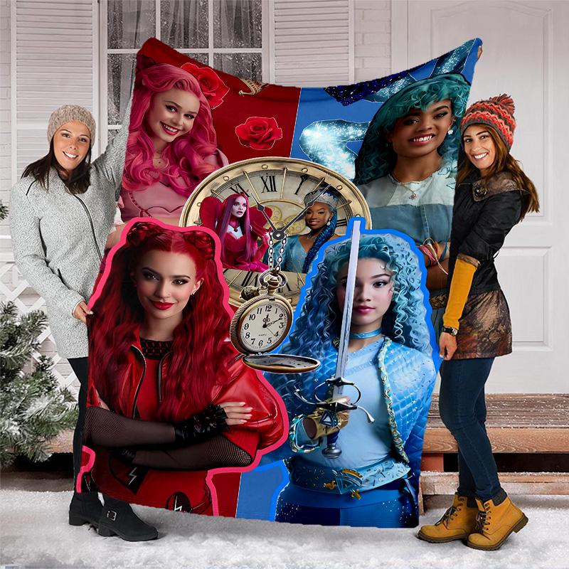1pc Descendants The Rise of Red2 Theme Blanket - Digital Print, Polyester, Cozy for All Seasons, Perfect for Outdoor, Camping, and Travel