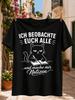I Am Watching All Of You And Taking Notes Graphic Line Art Cat Writing In An Open Notebook With Unisex All Tshirt