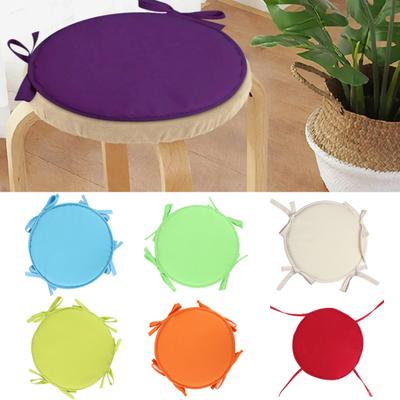 Round Chair Seat Pad Solid Color Seat Cushion 15 Inches Circular Chair Cushion with Straps for Indoor Outdoor Garden Patio Office Use