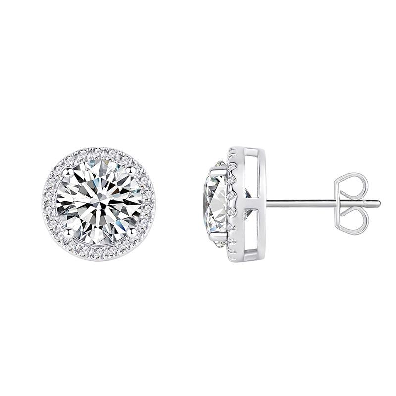 2 Carat Luxury Multicolor Moissanite Round Cut Stud Earrings in Sterling Silver