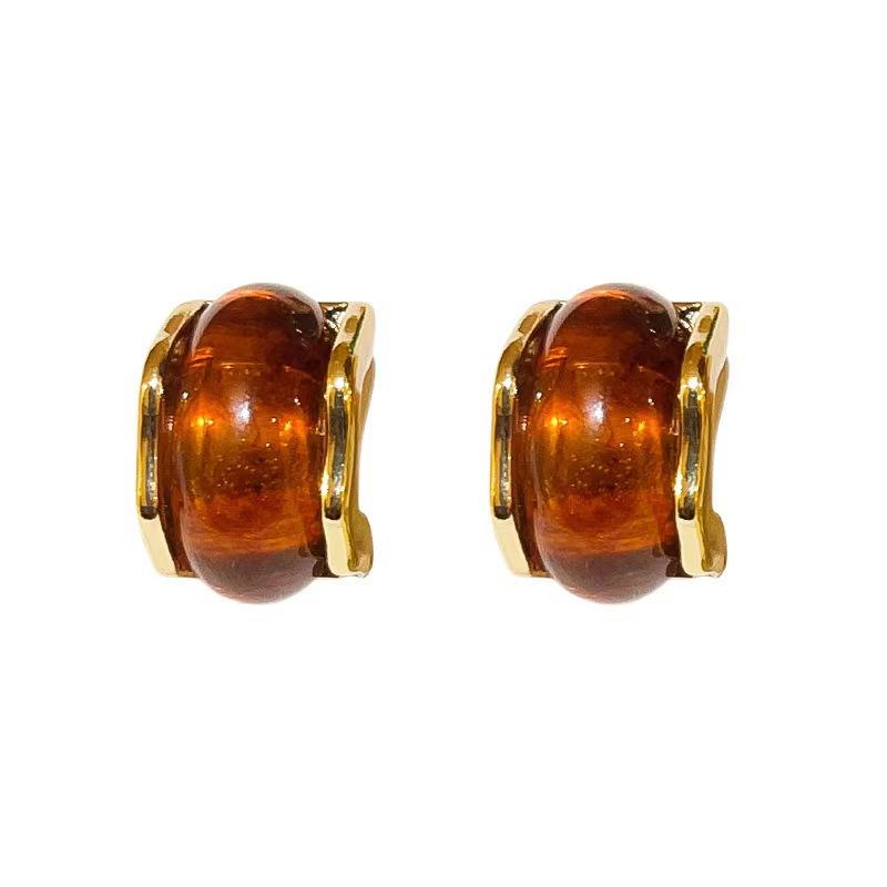Fashion C-Shaped Amber Color Resin Hoop Earrings For Women Girls Charm Trend Earring Boucle Oreille Exquisite Jewelry