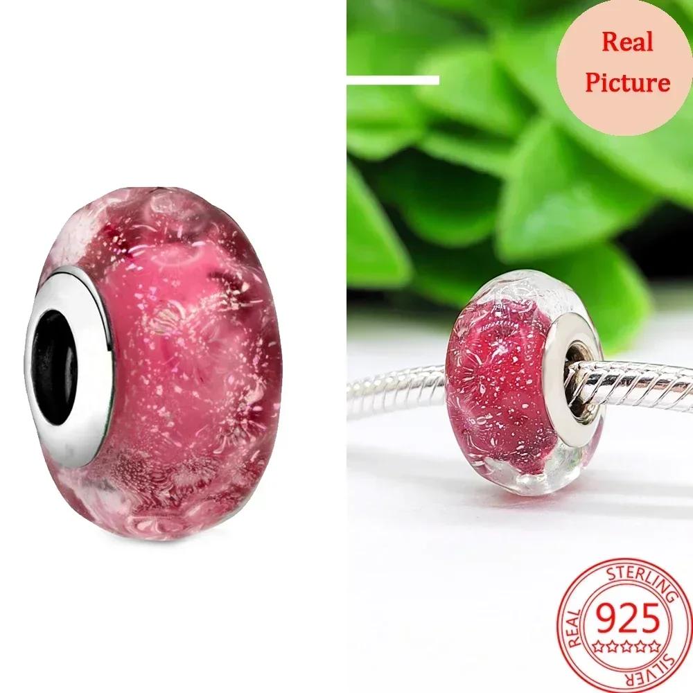 Colorful Murano Glass Beads Glass Ripple Charm Wavy Glass Bead Charms Fit Brand Bracelets Women Copper Jewelry Gift