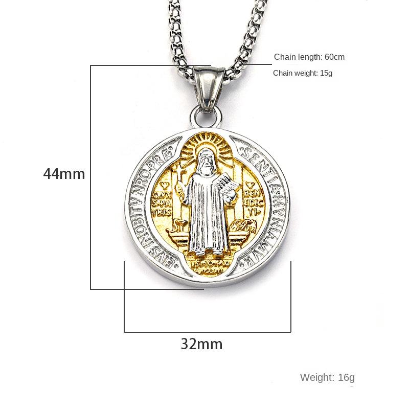 St.Benedict Exorzismus Edelstahl Zweiseitige Halsketten für Männer Zweiseitige Anhängerkette Kraftvolles Amulett Vintage Neu für Frauen Schmuck