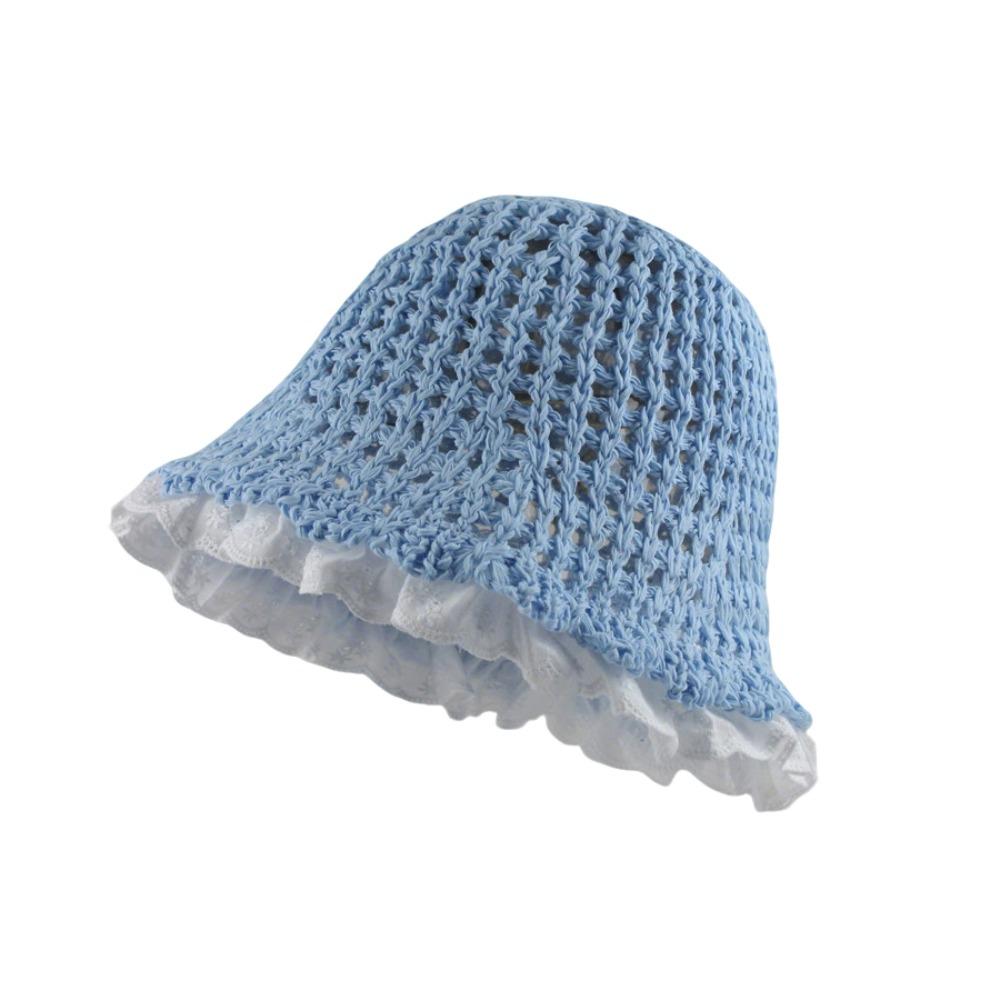 Кружевная шляпа-рыбака с широкими полями, солнцезащитная шляпа, новая плетёная шляпа, для пляжа и побережья синий