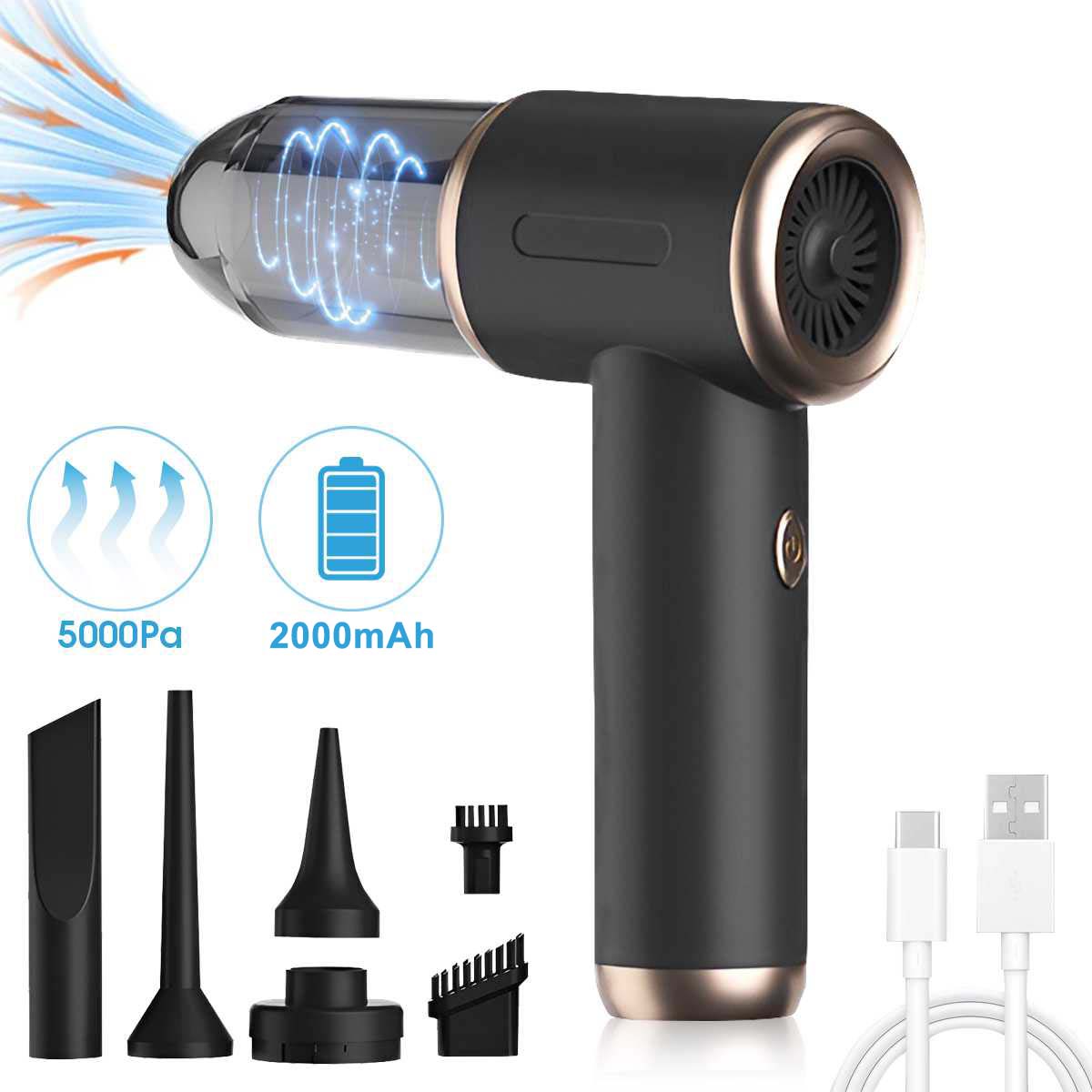 

Portable Car Vacuum Cleaner 5000PA Blowable Cordless Handheld Auto Vacuums Dual Use Mini Vacuum Cleaner For Car Home чёрный