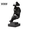 Gold Black White Figurine Abstract Faceless Sculpture, Modern Minimalist Silence Resin Statue, Luxury Light Figure Home Decor for Office