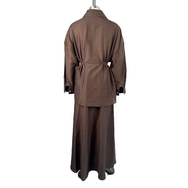 2026 New Fashion Women's Loose Long-Sleeve Shirt with Turn-down Collar and High-Waisted Skirt Set