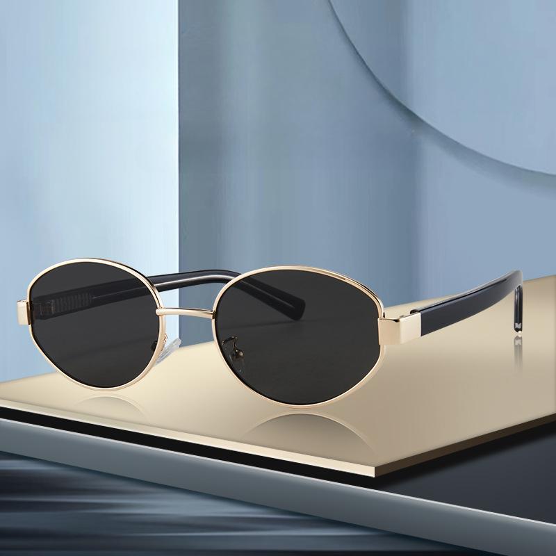 Retro Oval Framed Sunglasses Personalized Fashion Wear Outdoor Driving Dating Party Nylon Lenses Sunglasses Advanced Feeling