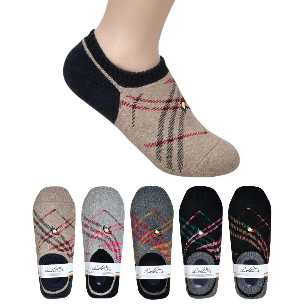 [Arnold Palmer] 5 Pairs Classic Check Women s Sneaker Footies Loafer Footies Non-slip Footies 24cm Random Shipping (5 Pairs)