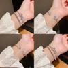 Butterfly Charm Double Layer Open Bracelet With Cubic Zirconia For Fashion Women