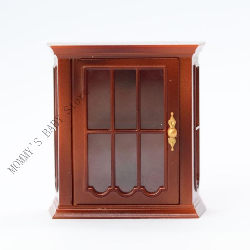 H3CD Realistic Furniture 1/12 Scale Miniature Wall Cabinet for Dollhouses Retro Decors